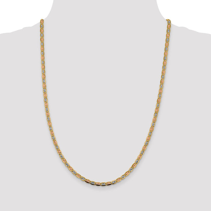 14k 3.8mm Tri-color Gold Pav‚ Valentino Chain