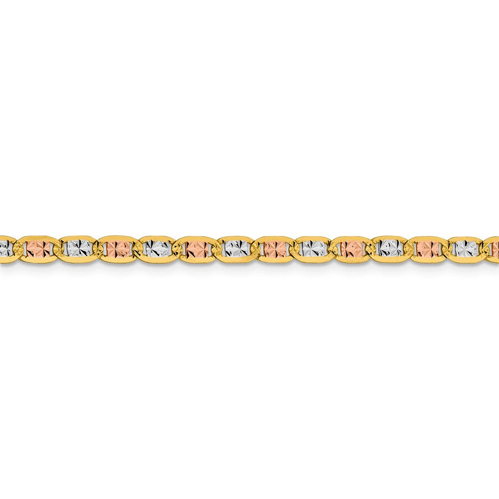14k 3.8mm Tri-color Gold Pav‚ Valentino Chain