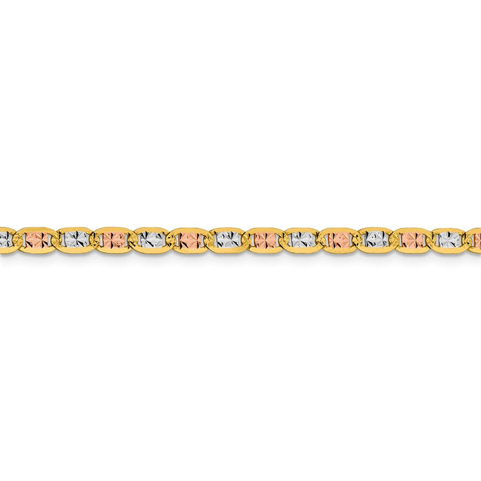 14k 3.8mm Tri-color Gold Pav‚ Valentino Chain