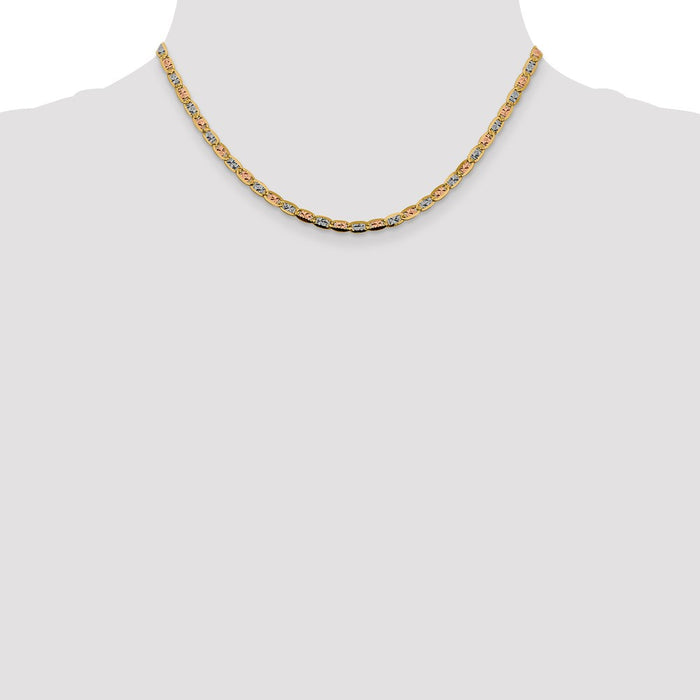 14k 3.8mm Tri-color Gold Pav‚ Valentino Chain