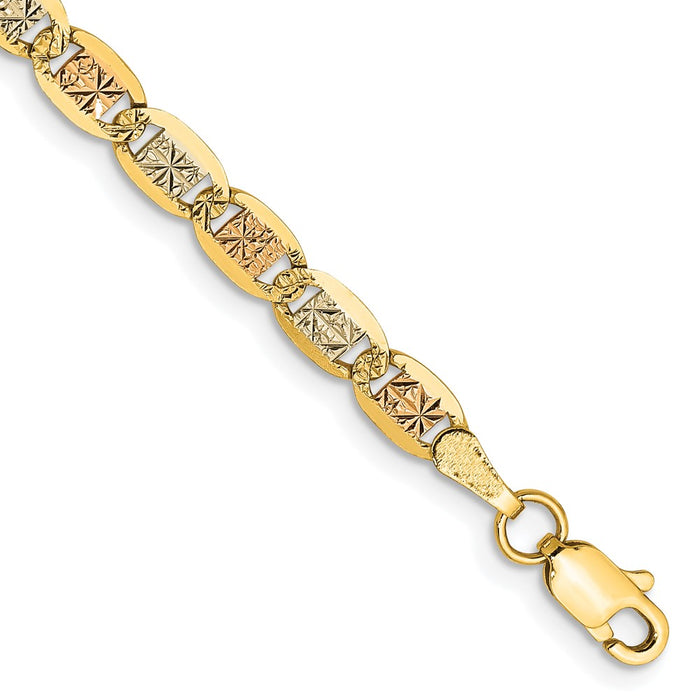 14k 3.8mm Tri-color Gold Pav‚ Valentino Chain