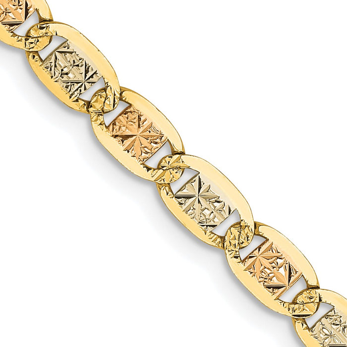 14k 3.8mm Tri-color Gold Pav‚ Valentino Chain