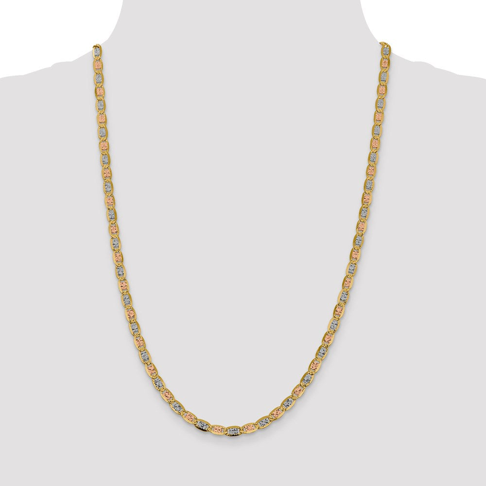 14k 4.65mm Tri-color Gold Pav‚ Valentino Chain