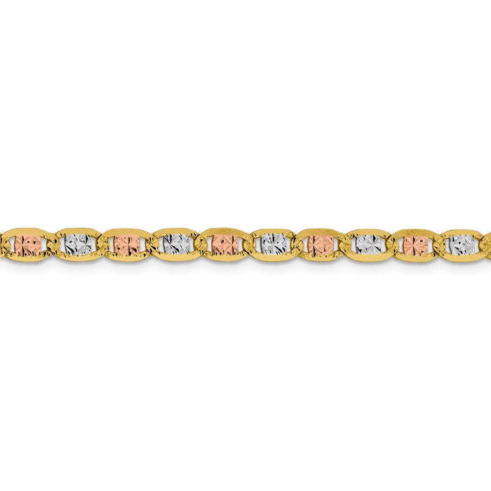 14k 4.65mm Tri-color Gold Pav‚ Valentino Chain