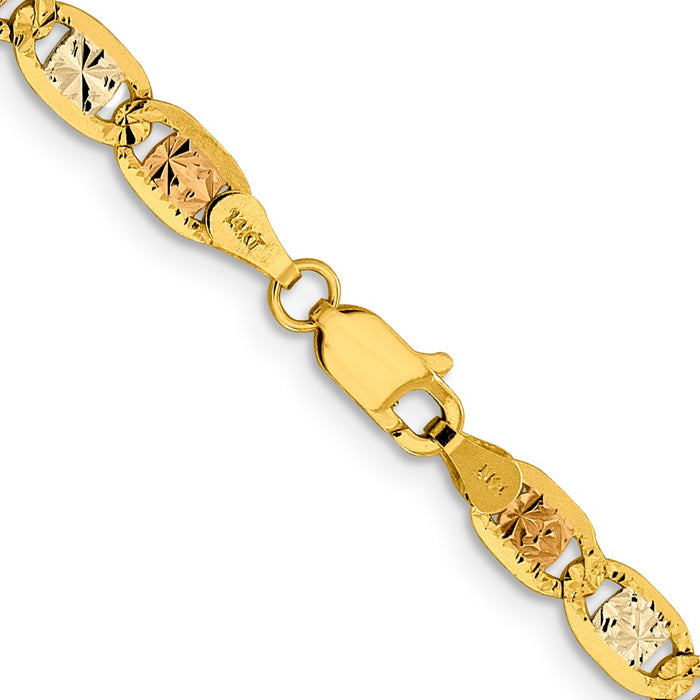 14k 4.65mm Tri-color Gold Pav‚ Valentino Chain