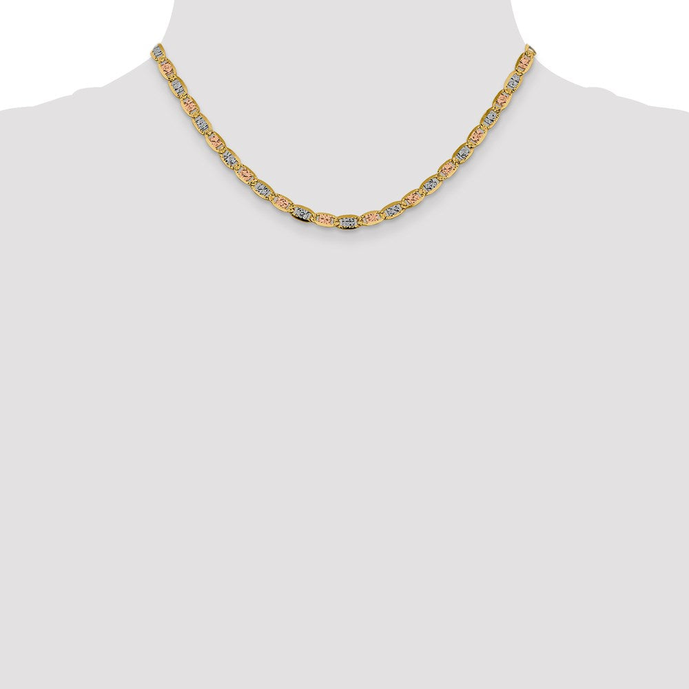 14k 4.65mm Tri-color Gold Pav‚ Valentino Chain