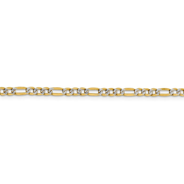 14k 3.2mm Semi-solid with Rhodium Pav‚ Figaro Chain