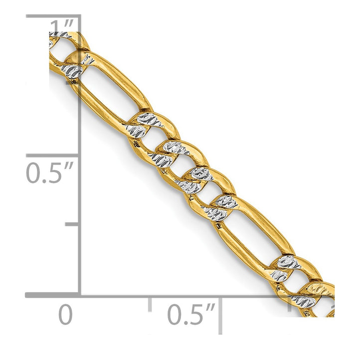 14k 3.9mm Semi-solid with Rhodium Pav‚ Figaro Chain