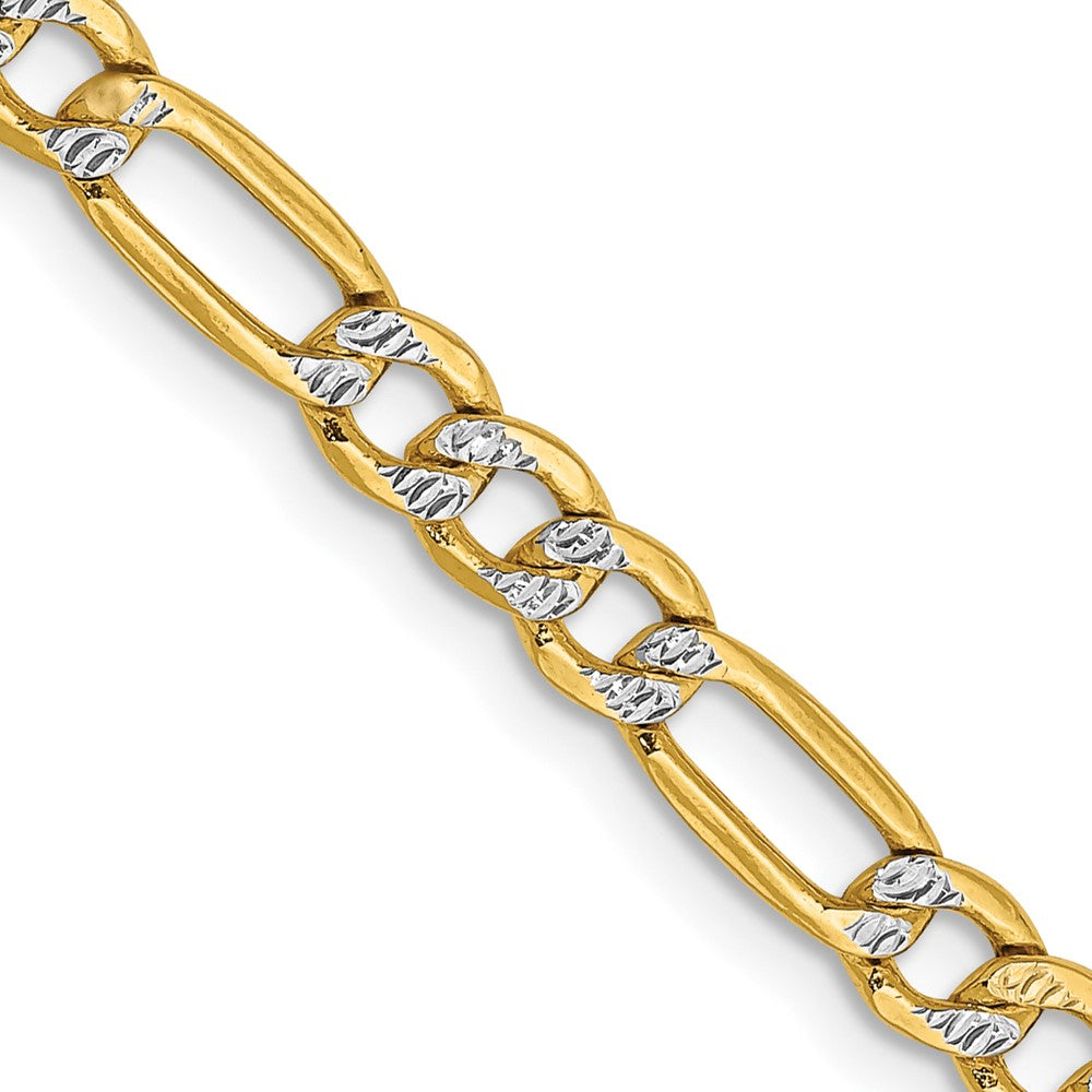 14k 3.9mm Semi-solid with Rhodium Pav‚ Figaro Chain