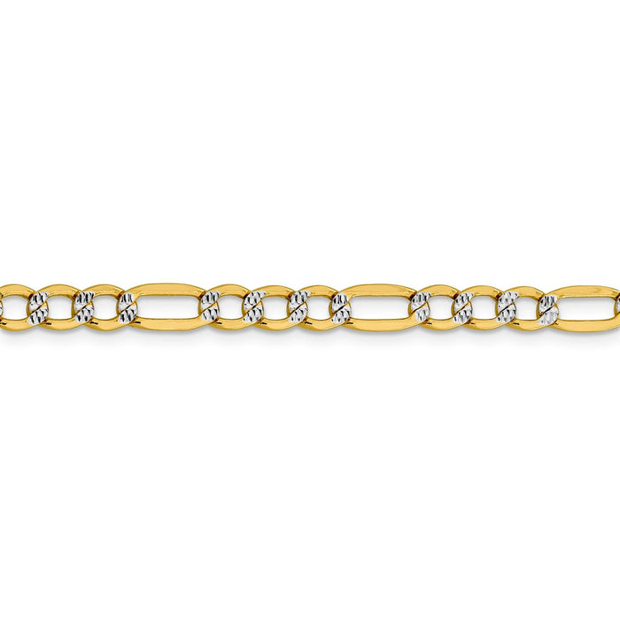 14k 5.25mm Semi-solid with Rhodium Pav‚ Figaro Chain