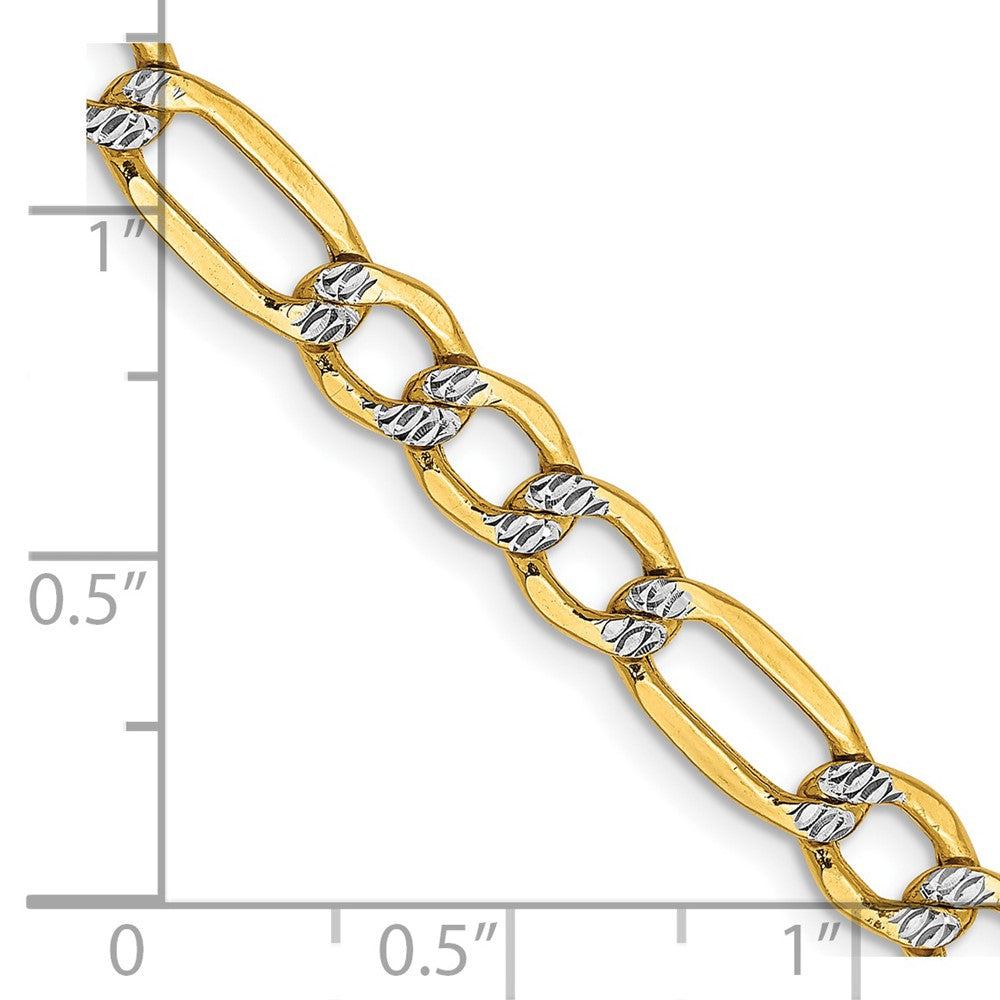 14k 5.25mm Semi-solid with Rhodium Pav‚ Figaro Chain