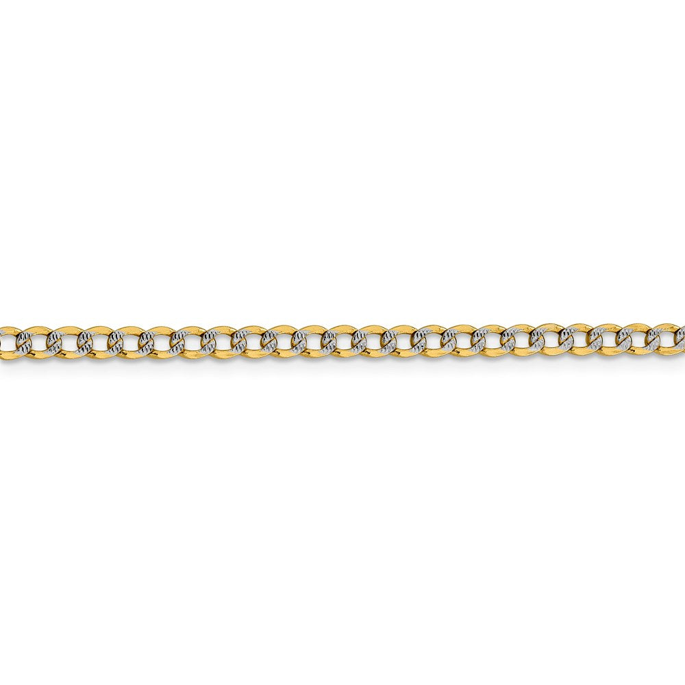 14k 3.4mm Semi-solid with Rhodium Pav‚ Curb Chain