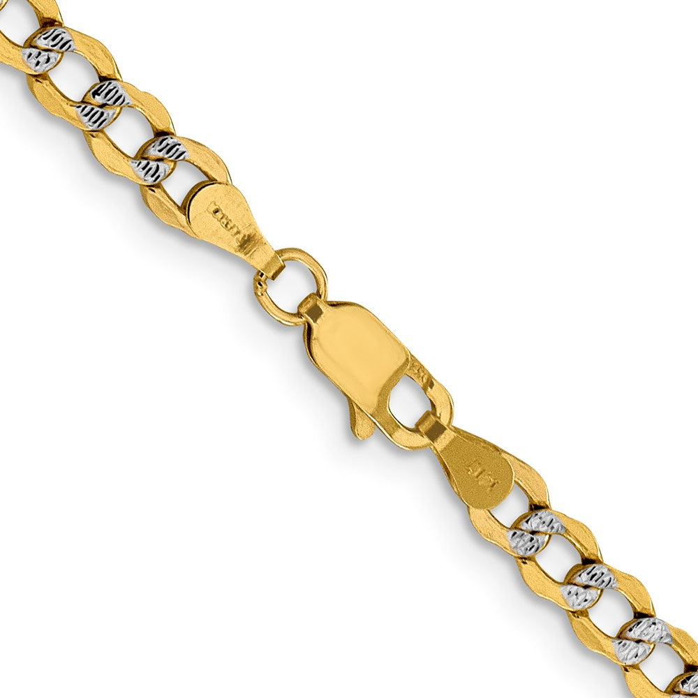 14k 4.3mm Semi-solid with Rhodium Pav‚ Curb Chain