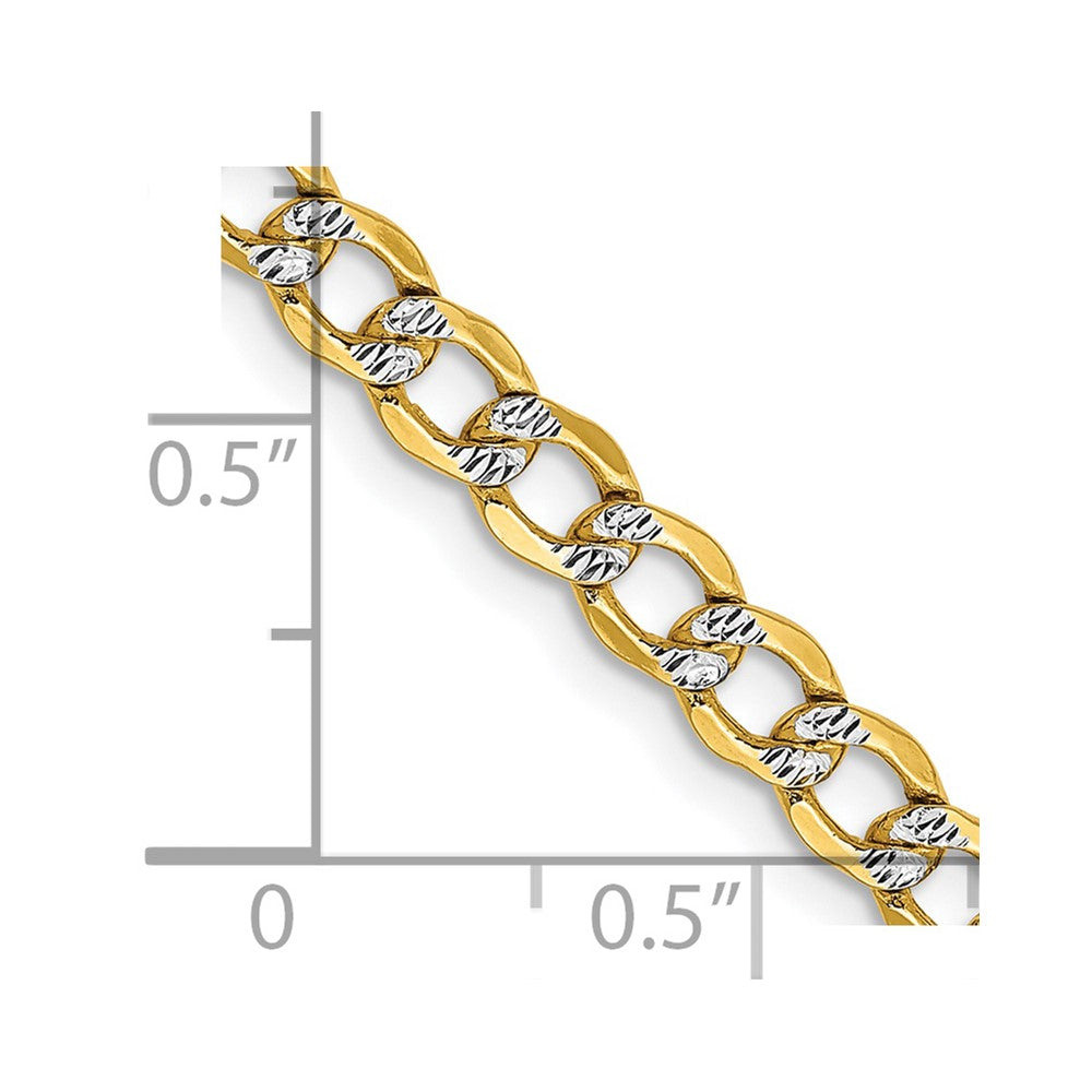 14k 4.3mm Semi-solid with Rhodium Pav‚ Curb Chain