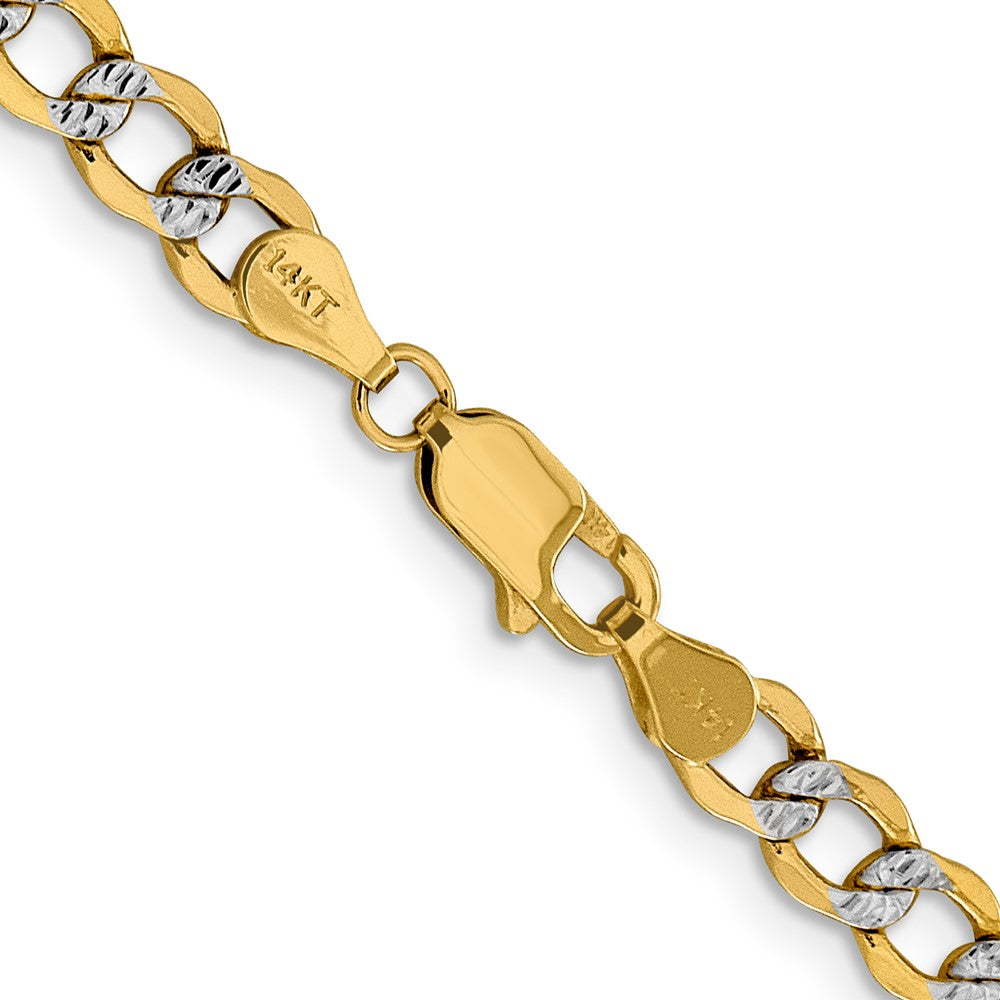 14k 5.2mm Semi-solid with Rhodium Pav‚ Curb Chain
