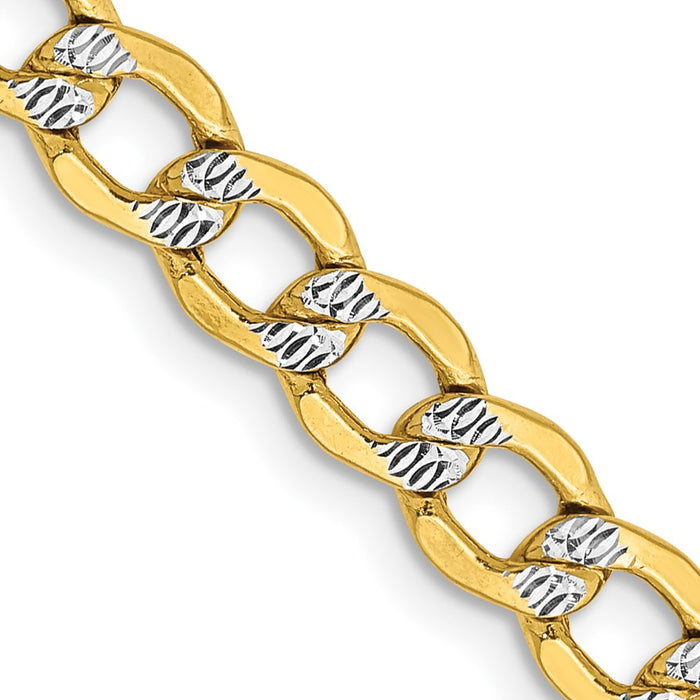 14k 5.2mm Semi-solid with Rhodium Pav‚ Curb Chain