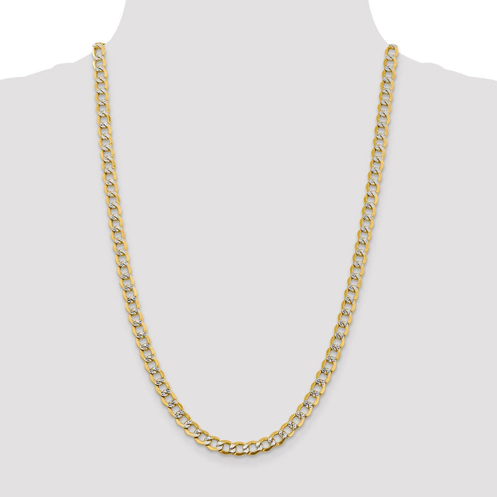 14k 6.75mm Semi-solid with Rhodium Pav‚ Curb Chain