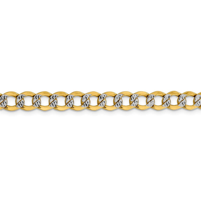 14k 6.75mm Semi-solid with Rhodium Pav‚ Curb Chain