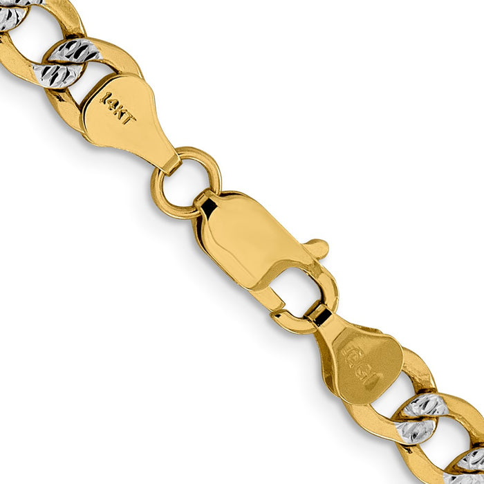 14k 6.75mm Semi-solid with Rhodium Pav‚ Curb Chain