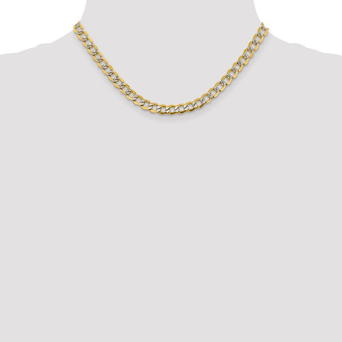 14k 6.75mm Semi-solid with Rhodium Pav‚ Curb Chain