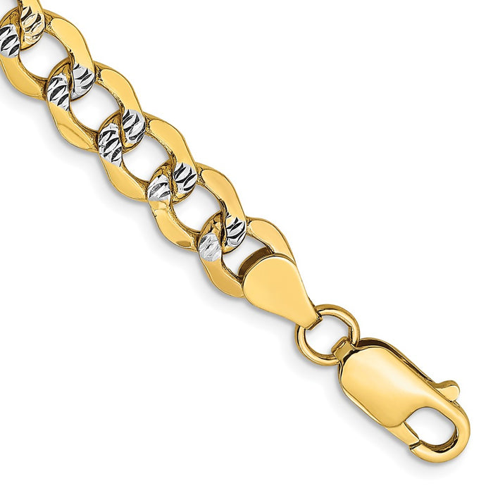 14k 6.75mm Semi-solid with Rhodium Pav‚ Curb Chain