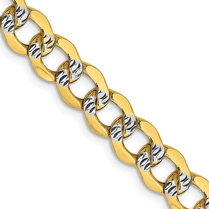 14k 6.75mm Semi-solid with Rhodium Pav‚ Curb Chain