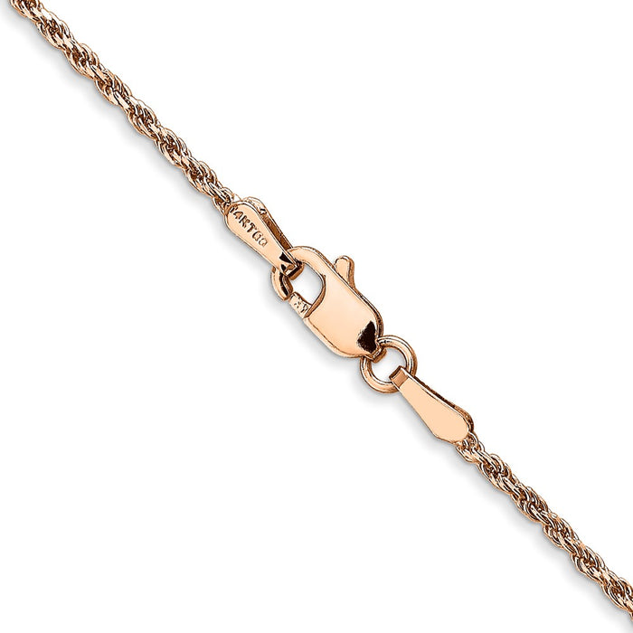 14k Rose Gold 1.5mm D/C Machine-made Rope Chain