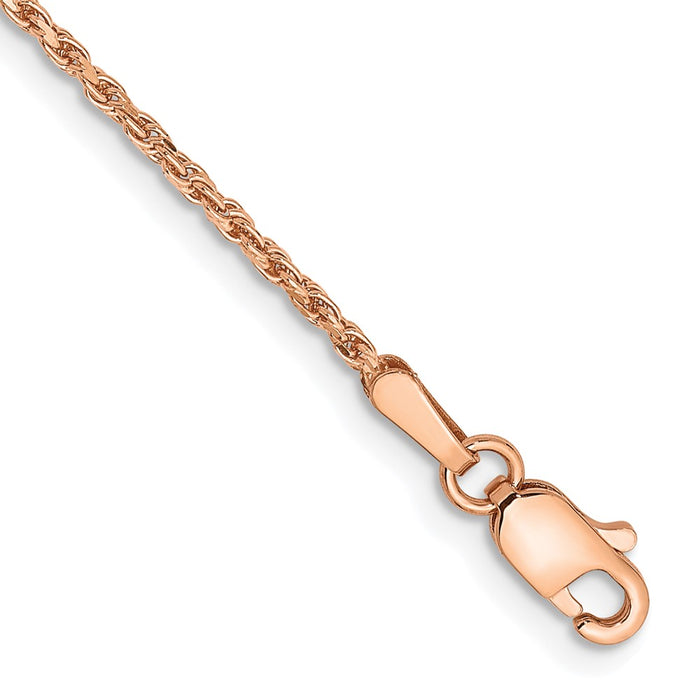 14k Rose Gold 1.5mm D/C Machine-made Rope Chain