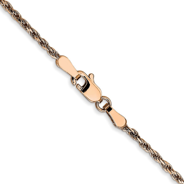 14k Rose Gold 1.8mm D/C Machine-made Rope Chain