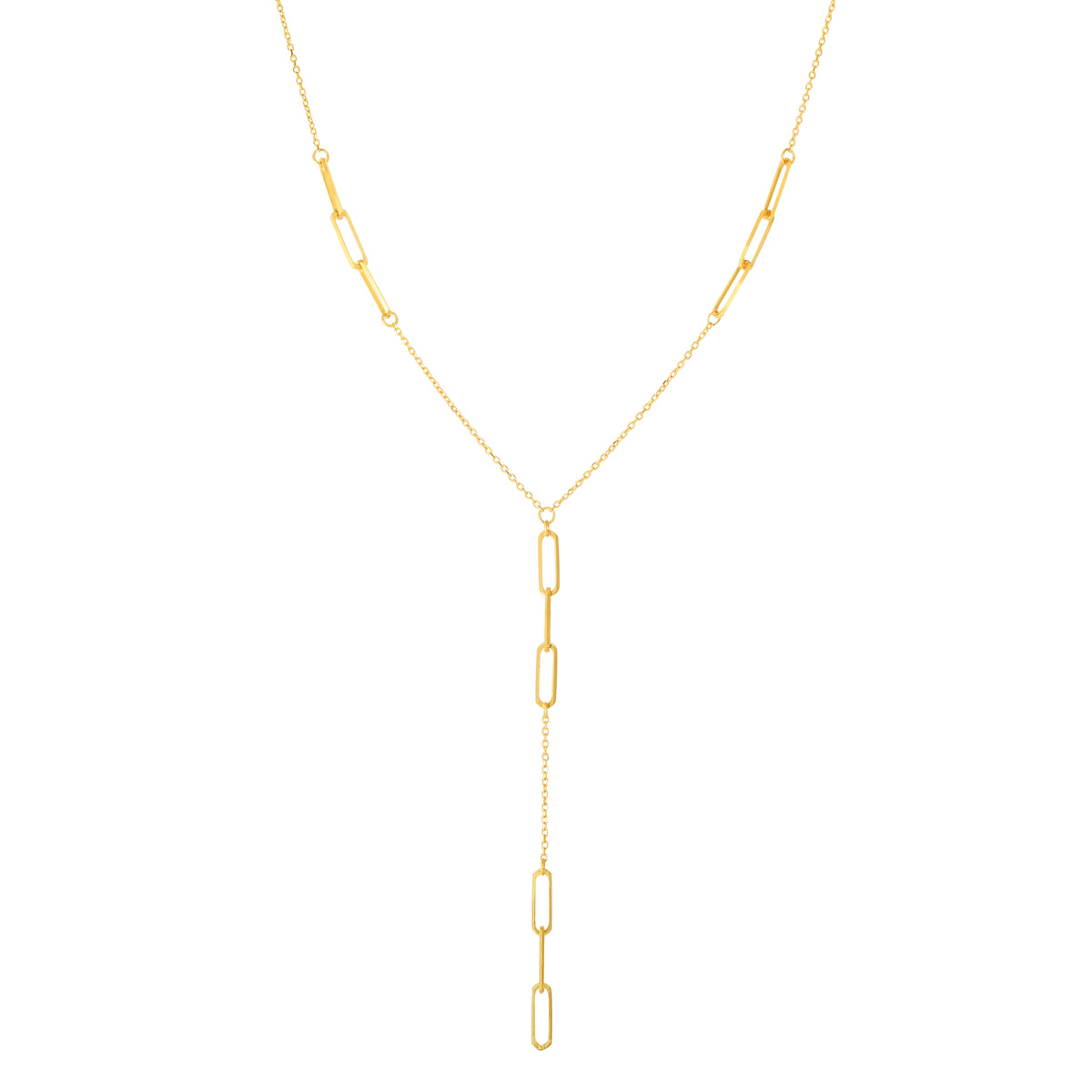 Paper Clip Chain Y-Necklace with Lobster Lock gold