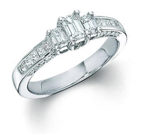 Thumbnail for Emerald Cut 3 Stone Ring With Side