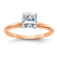 Thumbnail for 14kr 1ct. 6.0mm D E F Pure Light Cushion Moissanite Solitaire Ring