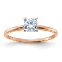Thumbnail for 14kr 1/2ct. 4.5mm D E F Pure Light Cushion Moissanite Solitaire Ring