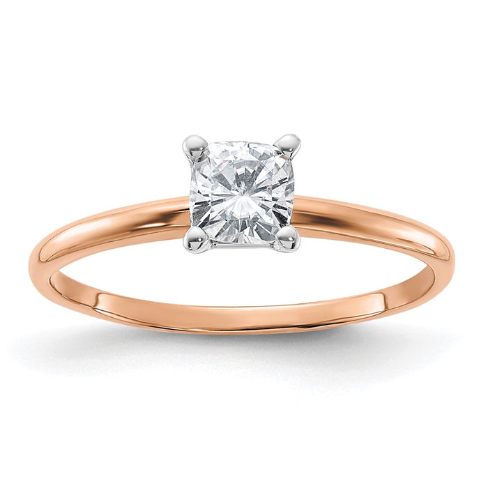 14kr 1/2ct. 4.5mm G H I True Light Cushion Moissanite Solitaire Ring