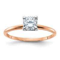 Thumbnail for 14kr 5/8ct. 5.0mm D E F Pure Light Cushion Moissanite Solitaire Ring