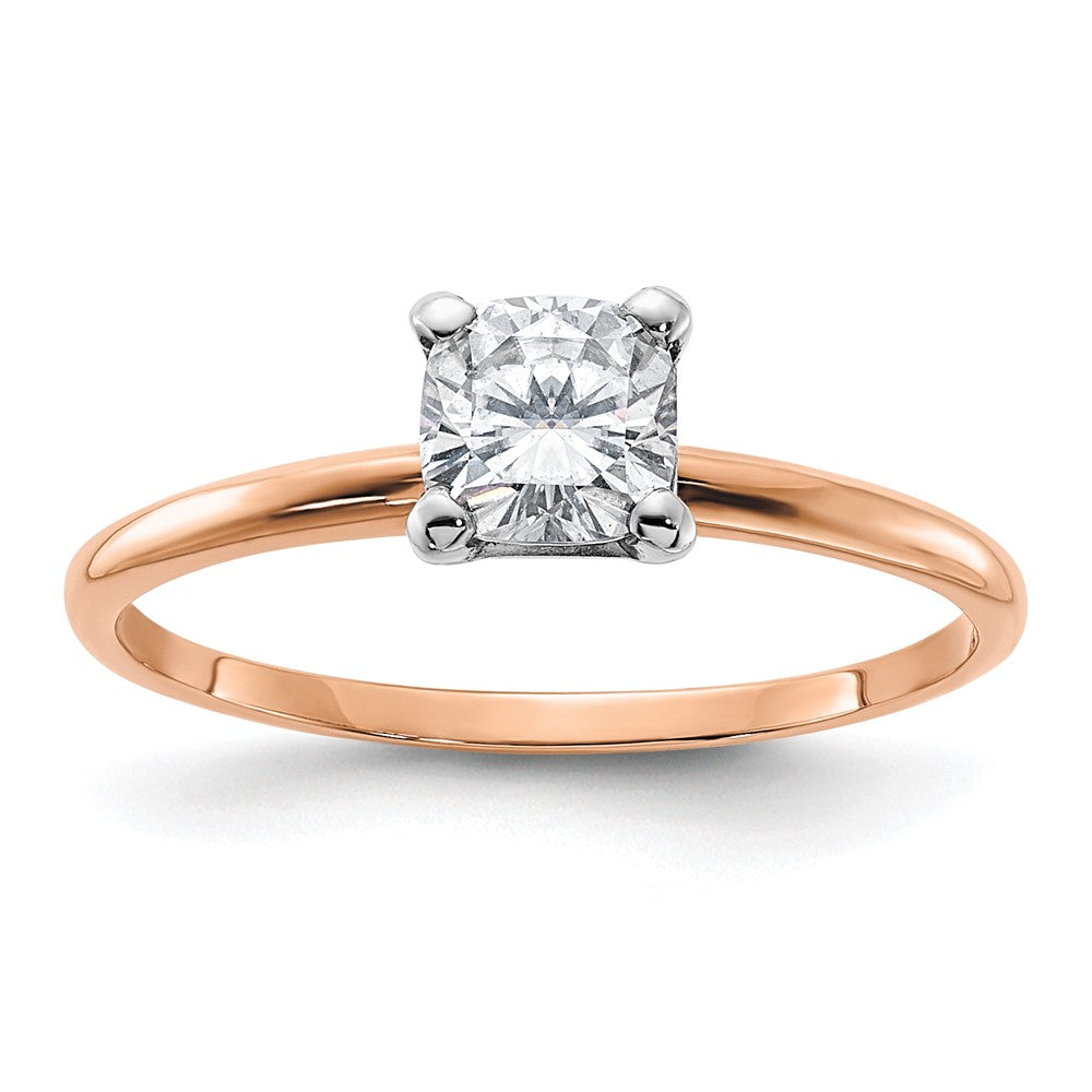 14kr 5/8ct. 5.0mm G H I True Light Cushion Moissanite Solitaire Ring