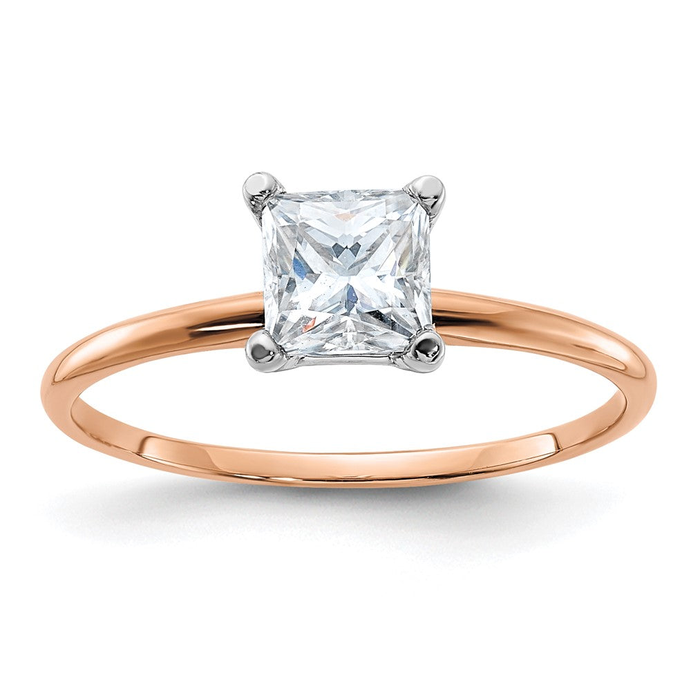 14kr 3/4ct. 5.0mm D E F Pure Light Princess Moissanite Solitaire Ring