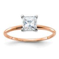 Thumbnail for 14kr 3/4ct. 5.0mm D E F Pure Light Princess Moissanite Solitaire Ring