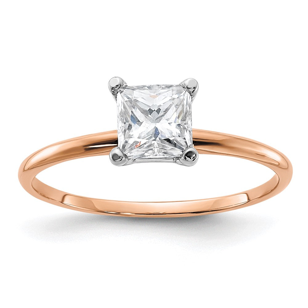 14kr 3/4ct. 5.0mm G H I True Light Princess Moissanite Solitaire Ring