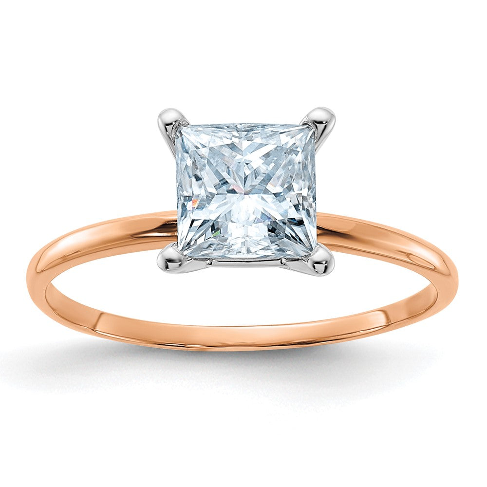14kr 1/3ct. 6.0mm D E F Pure Light Princess Moissanite Solitaire Ring
