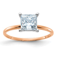 Thumbnail for 14kr 1/3ct. 6.0mm D E F Pure Light Princess Moissanite Solitaire Ring
