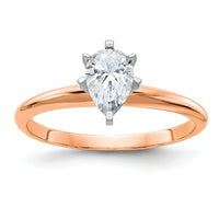 Thumbnail for 14kr 1ct. 8x5mm D E F Pure Light Pear Moissanite Solitaire Ring
