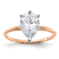 Thumbnail for 14kr 2ct. 10x7mm G H I True Light Pear Moissanite Solitaire Ring