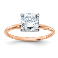 Thumbnail for 14kr 3/4ct. 7.0mm D E F Pure Light Cushion Moissanite Solitaire Ring