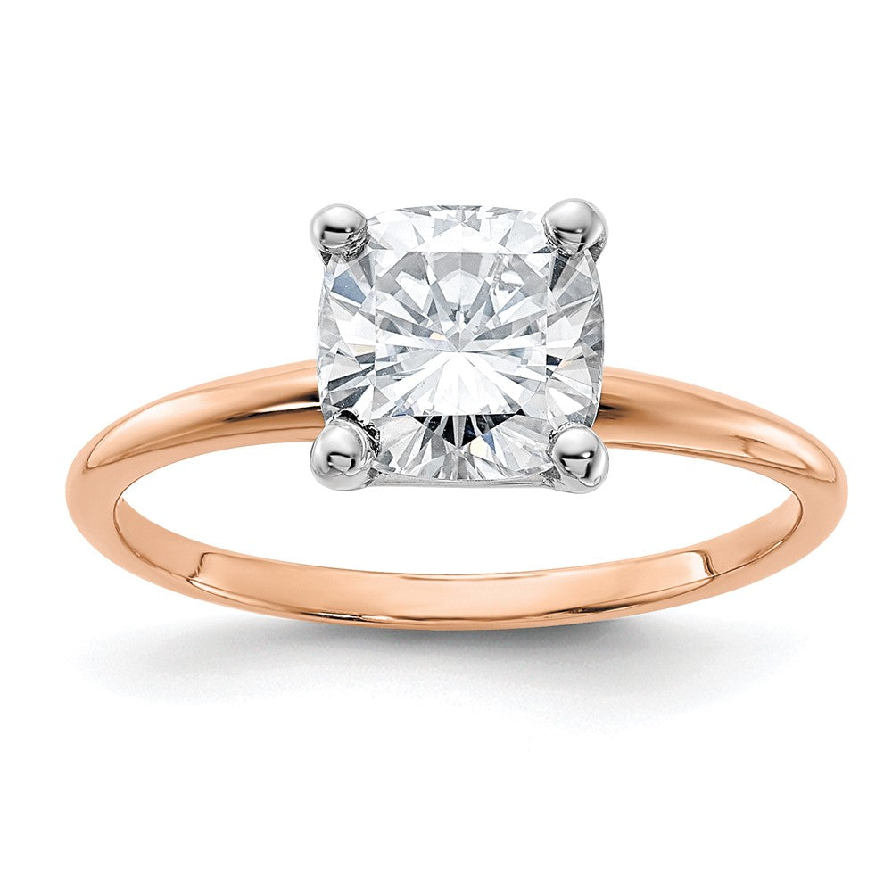 14kr 3/4ct. 7.0mm G H I True Light Cushion Moissanite Solitaire Ring