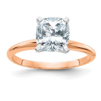 Thumbnail for 14kr 2ct. 7.5mm D E F Pure Light Cushion Moissanite Solitaire Ring