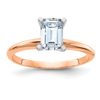 Thumbnail for 14kr 1ct. 7x5 D E F Pure Light Emerald Moissanite Solitaire Ring