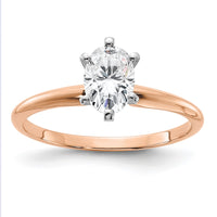 Thumbnail for 14kr 7/8ct. 7x5mm G H I True Light Oval Moissanite Solitaire Ring
