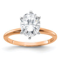 Thumbnail for 14kr 2ct. 9x7mm G H I True Light Oval Moissanite Solitaire Ring