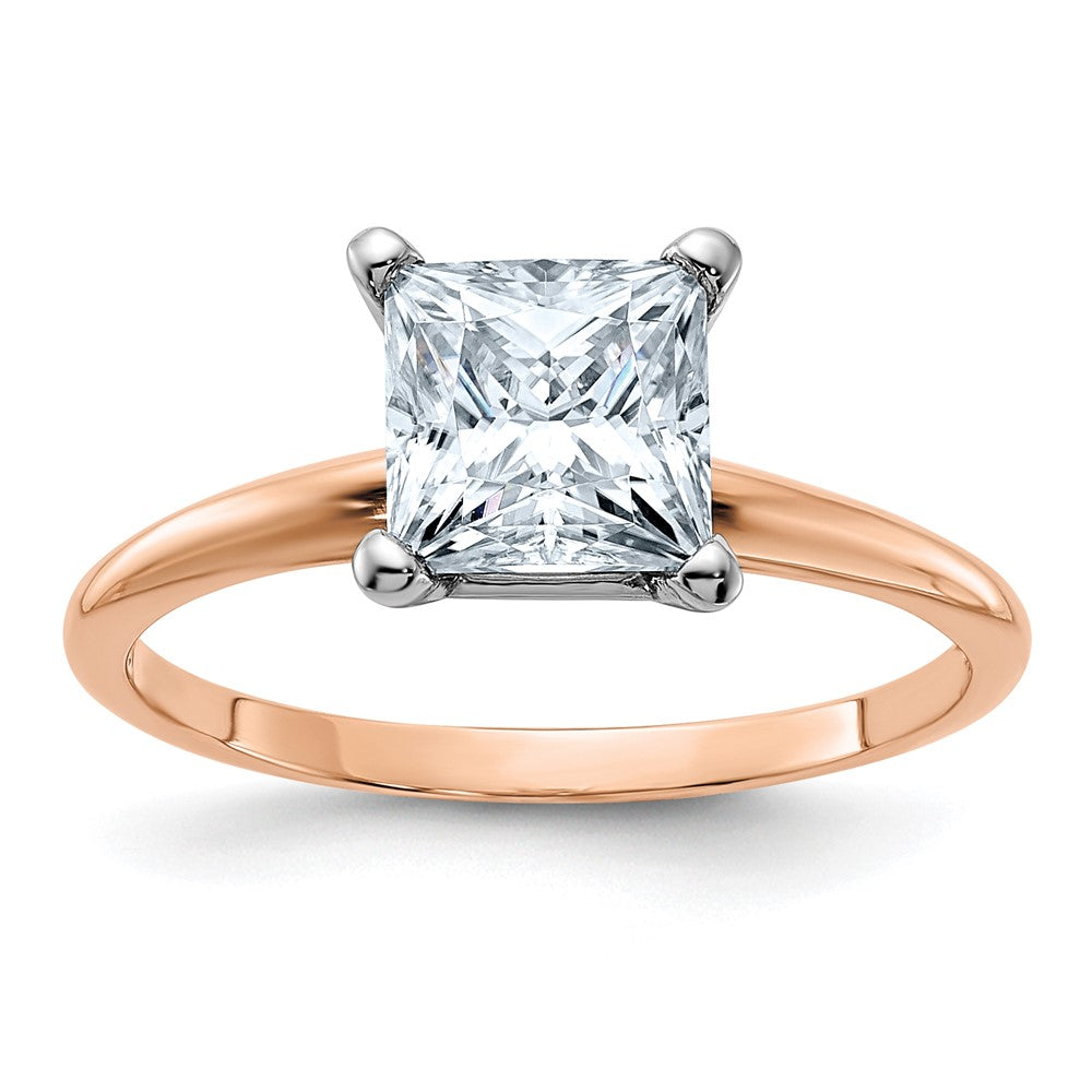 14kr 3/4ct. 6.5mm D E F Pure Light Princess Moissanite Solitaire Ring